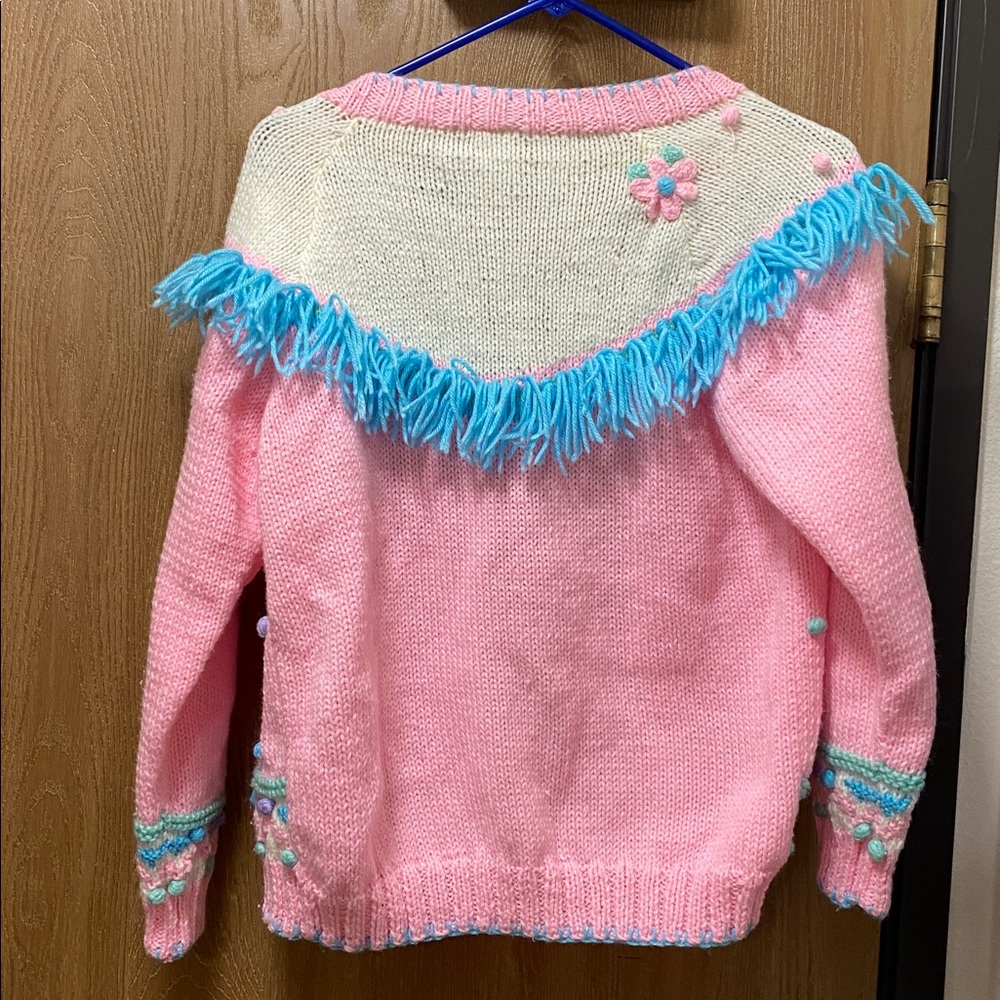 Vintage Sister sister early 90’s floral crochet accents & fringe   Cardigan S - Picture 5 of 6